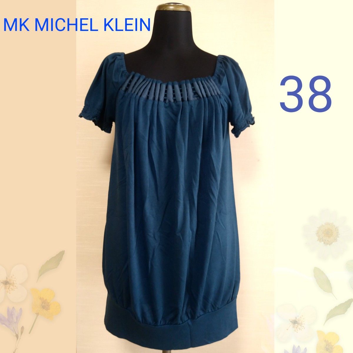 MK MICHEL KLEIN 胸元ギャザー ワンピース チュニック 半袖 イトキン