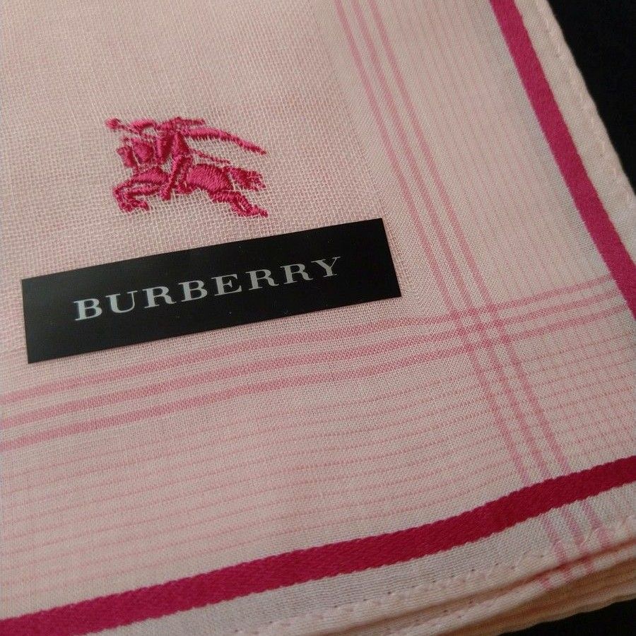 BURBERRY バーバリー レディース ハンカチ 新品 綿100% 日本製　ガーゼ  ピンク ギフト袋付