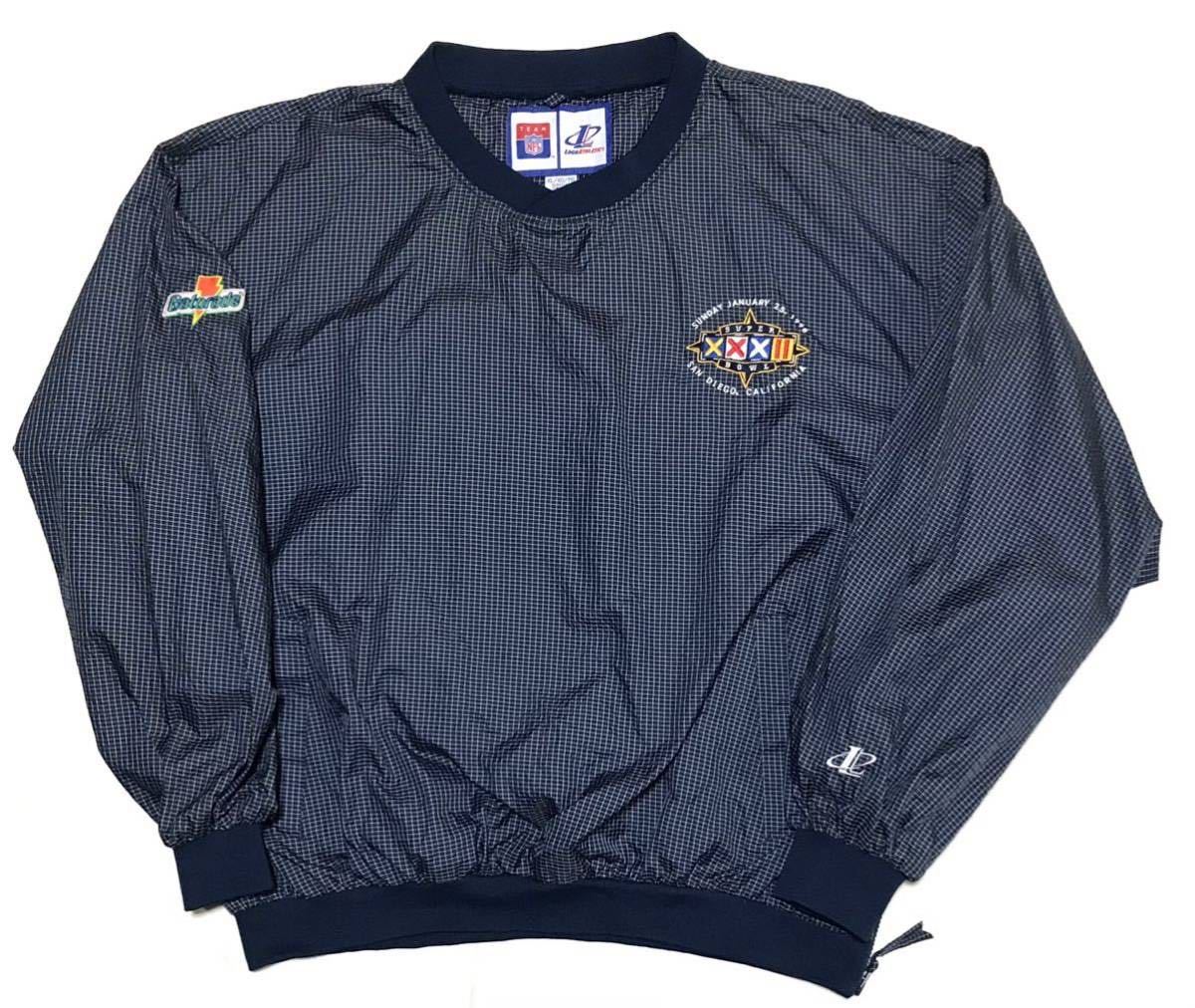 【90s】Logo ATHLETIC 1998 NFL スーパーボール プルオーバーナイロンジャケット メンズXL 紺 ゲータレイド ヴィンテージ スポーツ ウェア_画像1