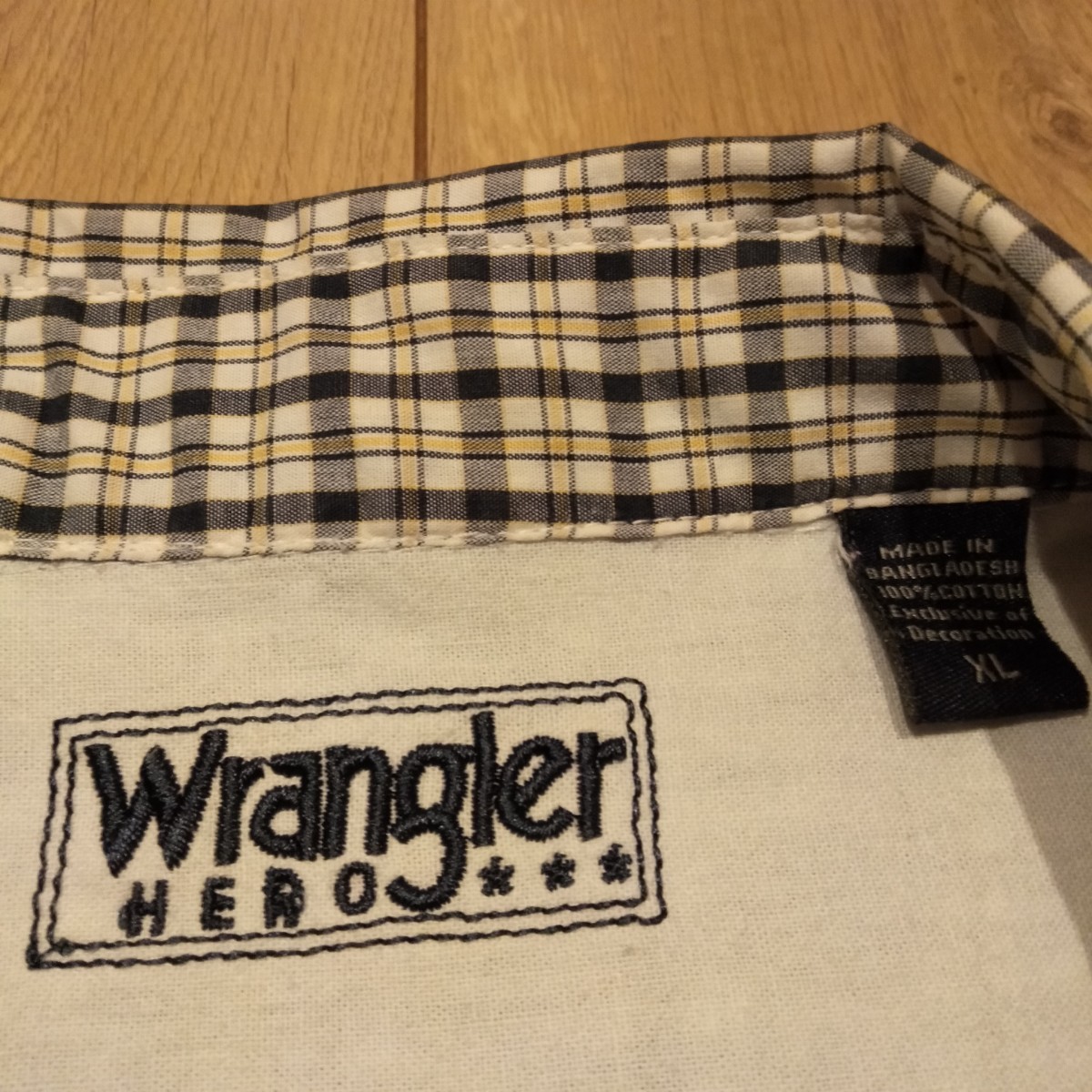 USA古着卸 XLサイズ Wrangler ラングラー チェック 胸ポケット 半袖シャツ_画像4