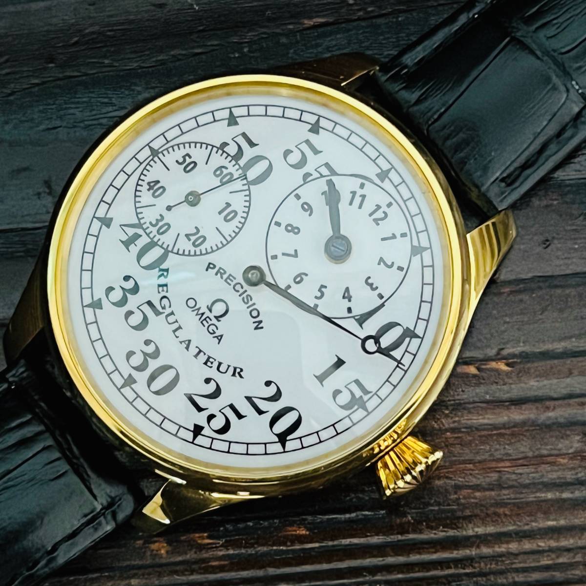 ☆オメガ OMEGA レギュレーター 動作良好 白文字盤 スケルトン 53mm 裏