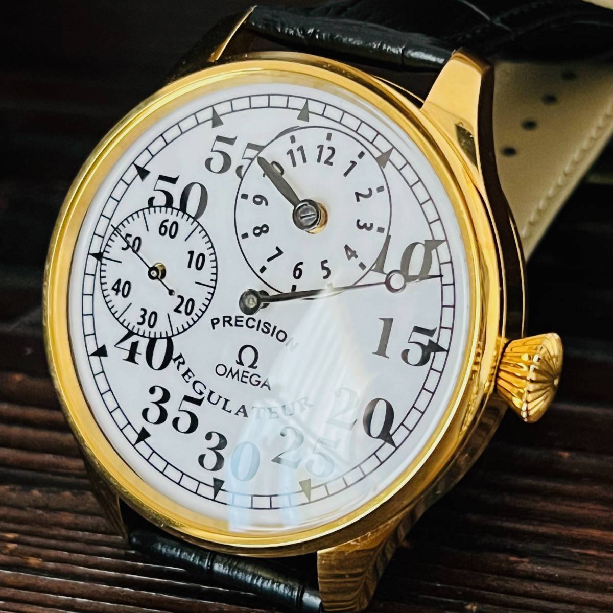 ☆オメガ OMEGA レギュレーター 動作良好 白文字盤 スケルトン 53mm 裏