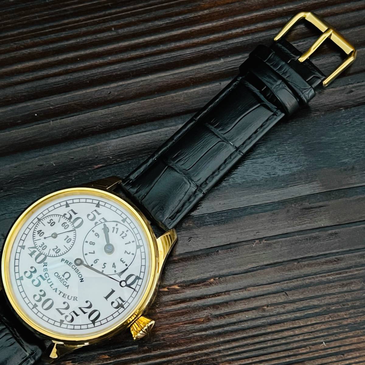 ☆オメガ OMEGA レギュレーター 動作良好 白文字盤 スケルトン 53mm 裏