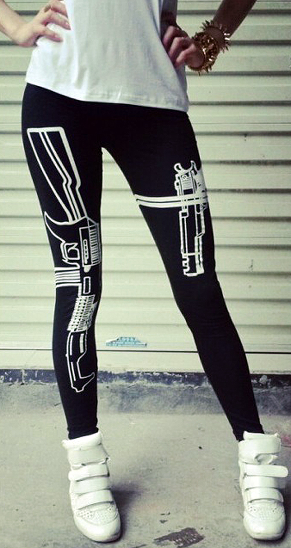 [ beautiful legs leggings *541] gun design * white * season 2