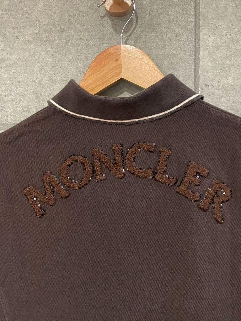 夏場に！ 国内正規品 MONCLER モンクレール ノースリーブ ポロシャツ アーチロゴ ブラウン系 Lサイズ レディース ゆうパケ可 ○ 新規×_画像2