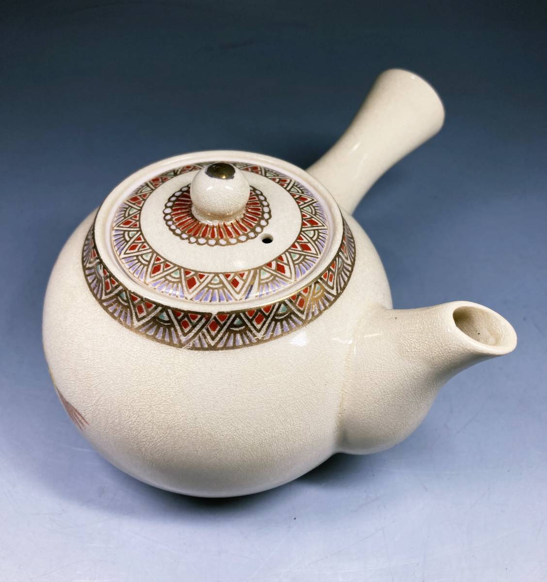 薩摩焼 金襴手 色絵金彩 花鳥図 湯呑茶碗 急須 薩摩陶正山 白薩摩