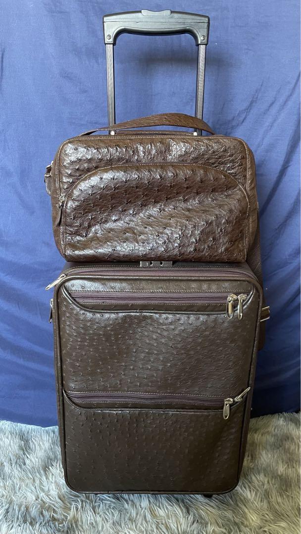 美品 オーストリッチ キャリーバッグ ブラウン レザー 3way ビジネス