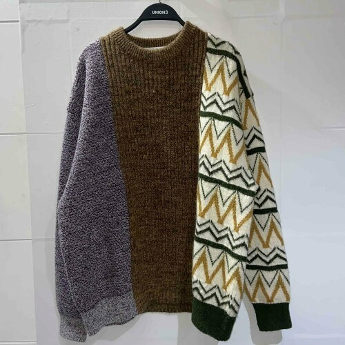 MISTER GENTLE MAN MIX PATTERNED KNIT Size-L MGT-KN10 ミスタージェントルマン ミックス パターン ニット セーター