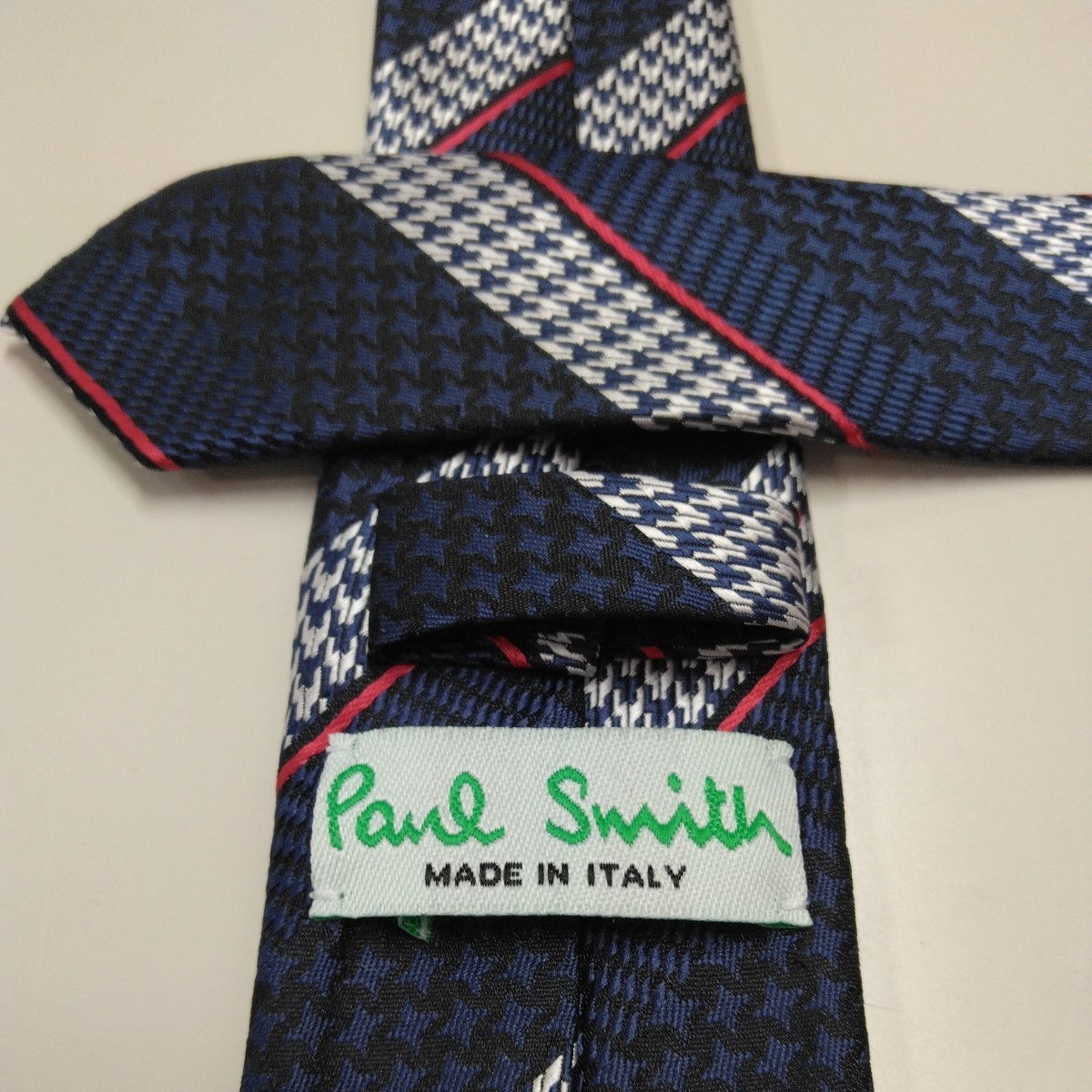 Paul Smith ポールスミス ネクタイ 紺白赤 斜めライン レジメンタル 新品