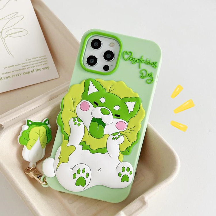 iPhone13 ProMax ケース Apple 6.7インチ スマホケース 保護カバー シリカゲル背面カバー ソフト 犬 キャベツ ブレスレット かわいい_画像4