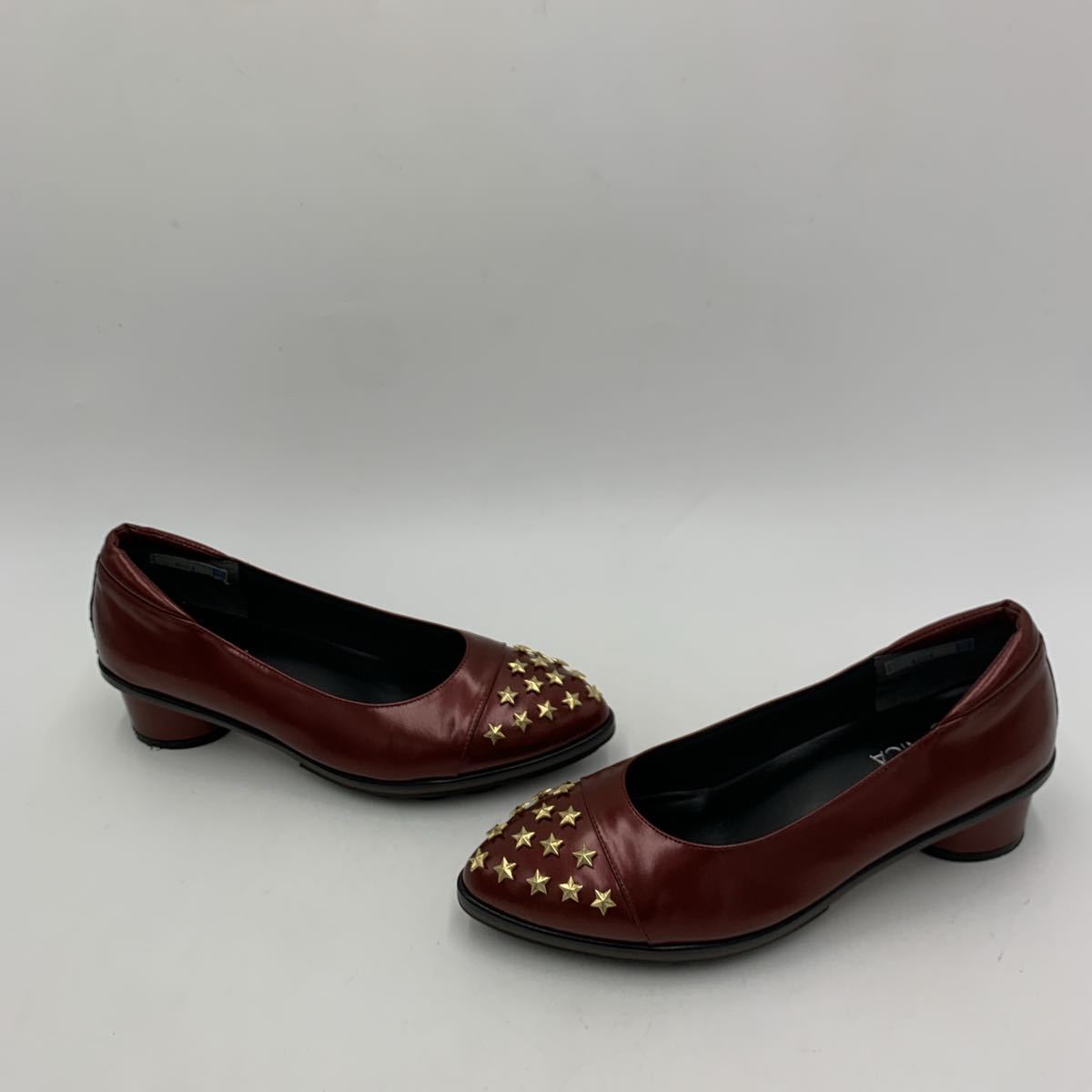 C ＊ 日本製 '高級感溢れる' OCEANICA オセアニア 星 スター装飾 ヒール / パンプス 23.5cm レディース 婦人靴 シューズ WINE RED _画像3