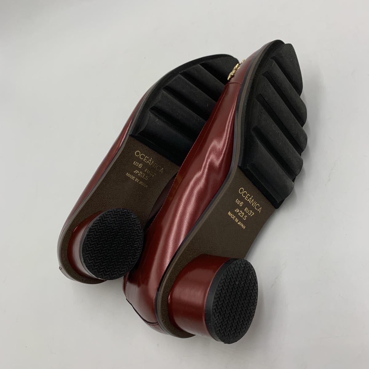 C ＊ 日本製 '高級感溢れる' OCEANICA オセアニア 星 スター装飾 ヒール / パンプス 23.5cm レディース 婦人靴 シューズ WINE RED _画像6