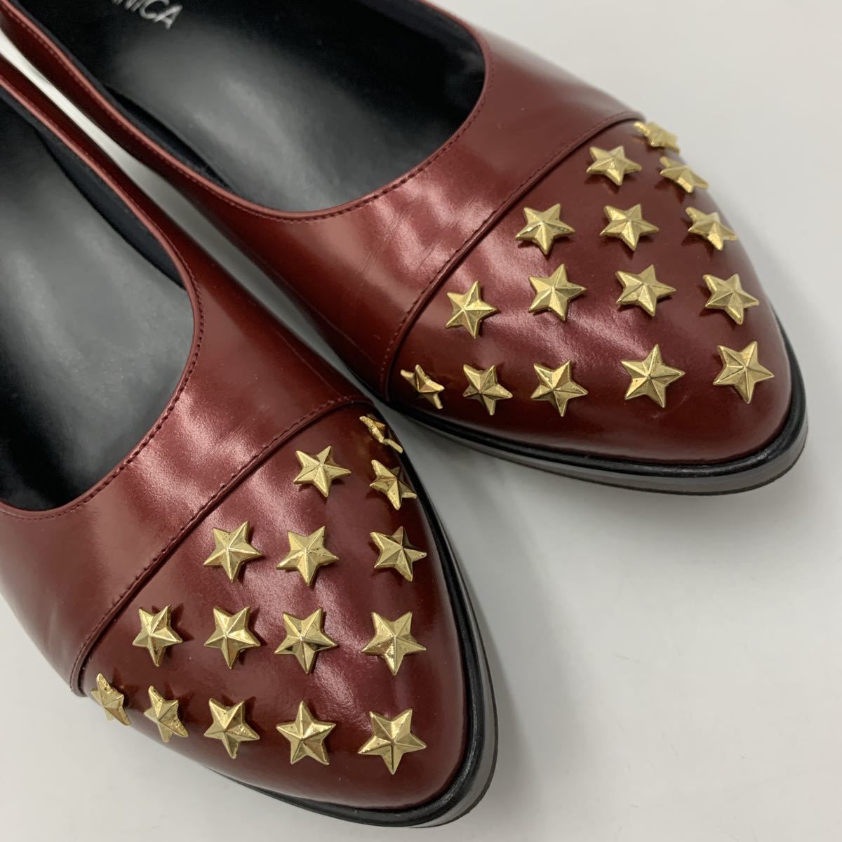 C ＊ 日本製 '高級感溢れる' OCEANICA オセアニア 星 スター装飾 ヒール / パンプス 23.5cm レディース 婦人靴 シューズ WINE RED _画像8