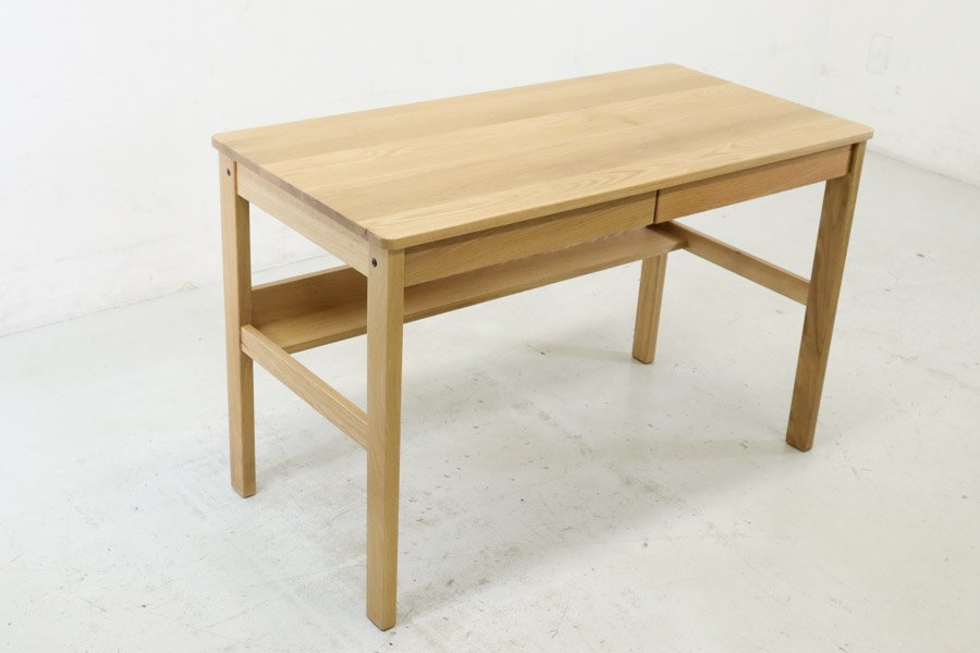 ☆2021年製 無印良品 MUJI☆オーク無垢材 デスク 幅110cm☆引出し 足元