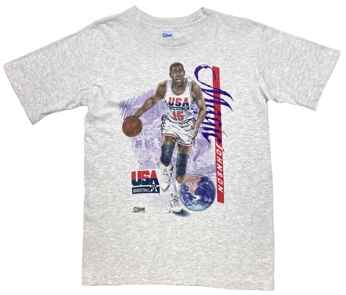 90s マジック ジョンソン ドリームチーム SALEM Tシャツ M オリンピック NBA レイカーズ LAKERS ビンテージ USA製