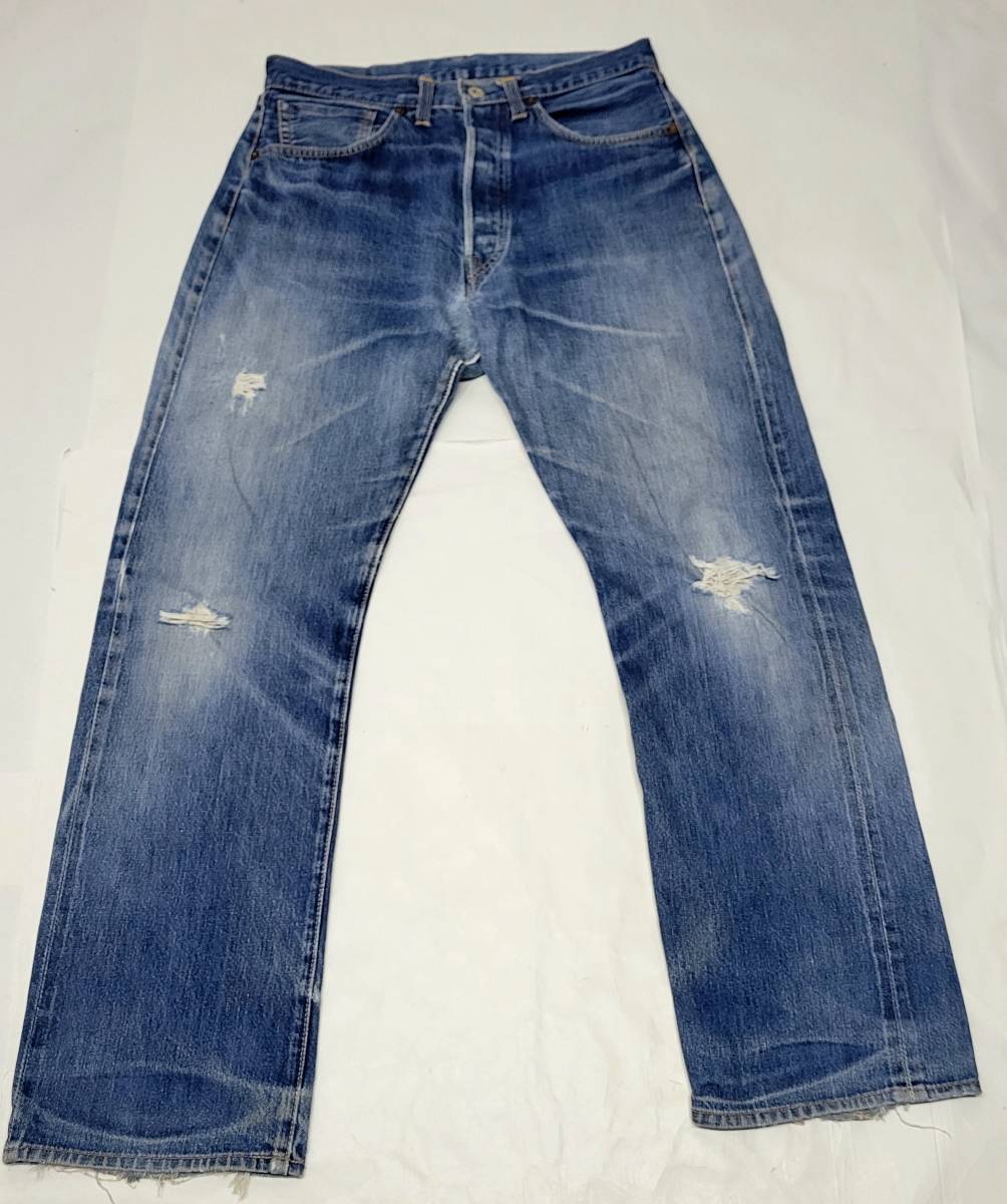 99年 USA製 levi's S501XX 大戦モデル バレンシア工場 555 w33 ヒゲ落ち ハチの巣 革パッチ 90s 90年代 アメリカ製 ビンテージジーンズ