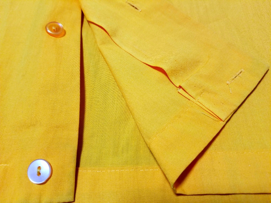 良好 70s～ IMPERIAL製 STROH'S ストローズ フロッキープリント 開襟半袖シャツ 黄色 L // ボーリングシャツ ビンテージ_画像6