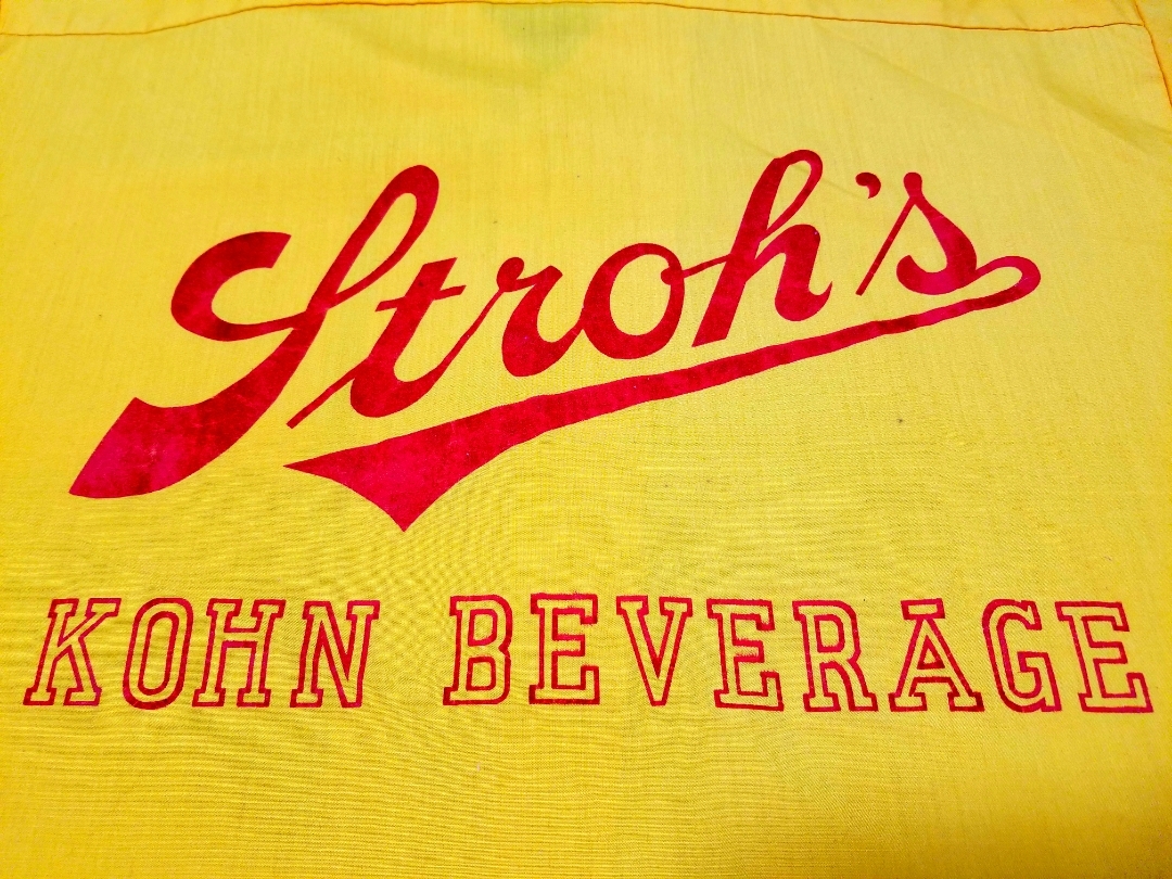 良好 70s～ IMPERIAL製 STROH'S ストローズ フロッキープリント 開襟半袖シャツ 黄色 L // ボーリングシャツ ビンテージ_画像7