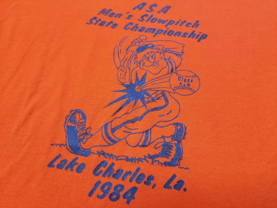 70s~ USA製 SPORTSWEAR スポーツウェア製 野球プリント Tシャツ オレンジ Mサイズ 38‐40 アメリカ製 // ビンテージ_画像4