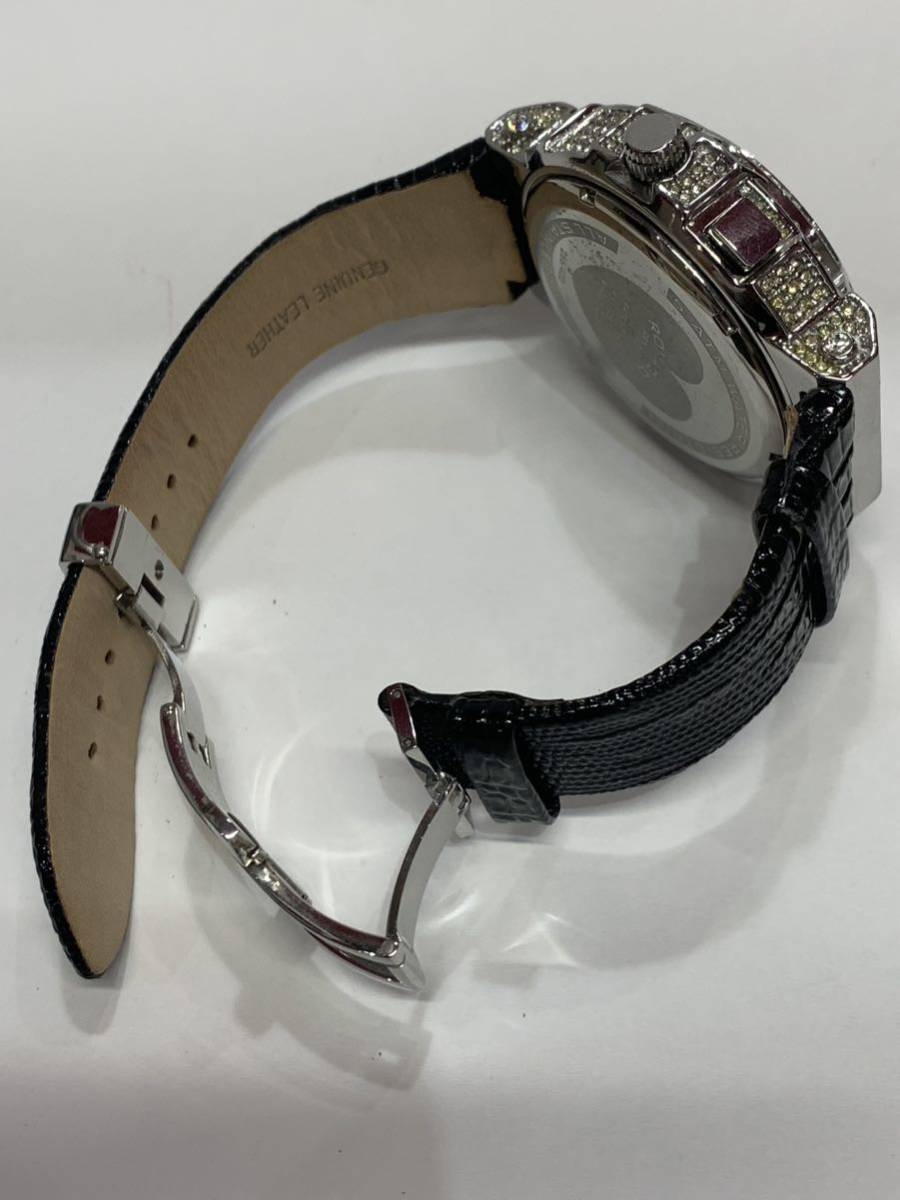 レア☆ROMAGロマゴ　レディース腕時計　RM025-0269 ブラック　ミラーウォッチ　スワロフスキー電池切れ　D33_画像9