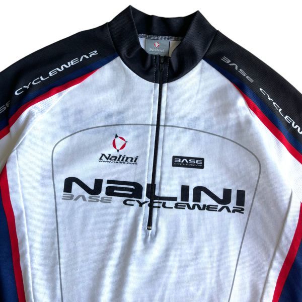 イタリア製　Nalini　ナリーニ　メッシュ　ロードバイク　半袖　M　ジャージ　自転車　ハーフジップ　ホワイト　サイクル　ポリエステル