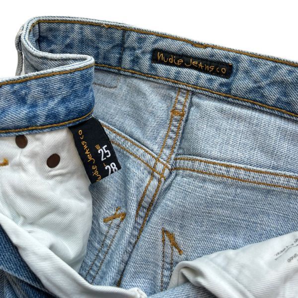 美品 国内正規 イタリア製 Nudie Jeans ヌーディージーンズ Clean Eileen ワイド ストレート ハイライズ デニム パンツ W25 L28 ブルー_画像4