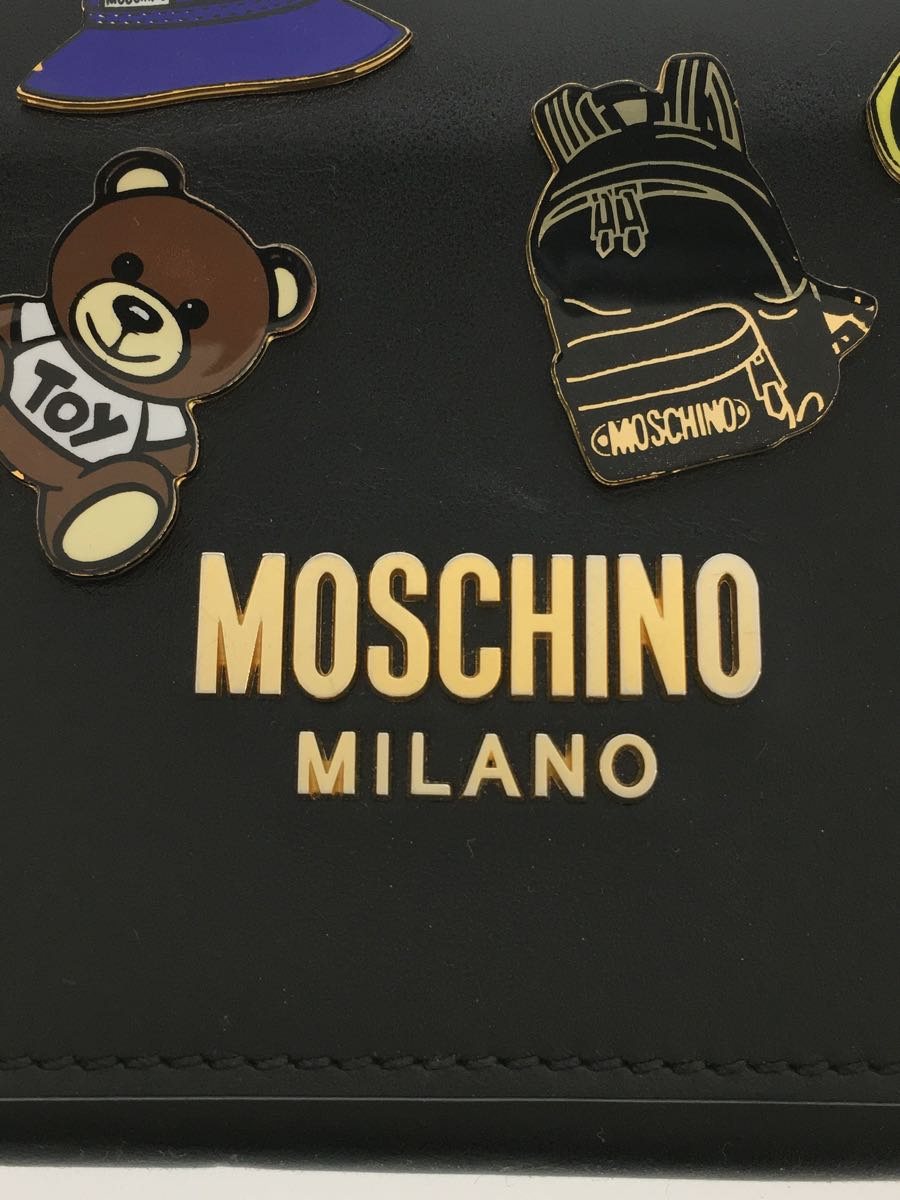 MOSCHINO◆チェーンウォレット/長財布/レザー/ブラック/総柄/レディース_画像3