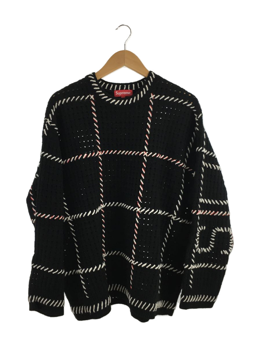 Supreme◆23SS/Quilt Stitch Sweater/L/ウール/ブラック