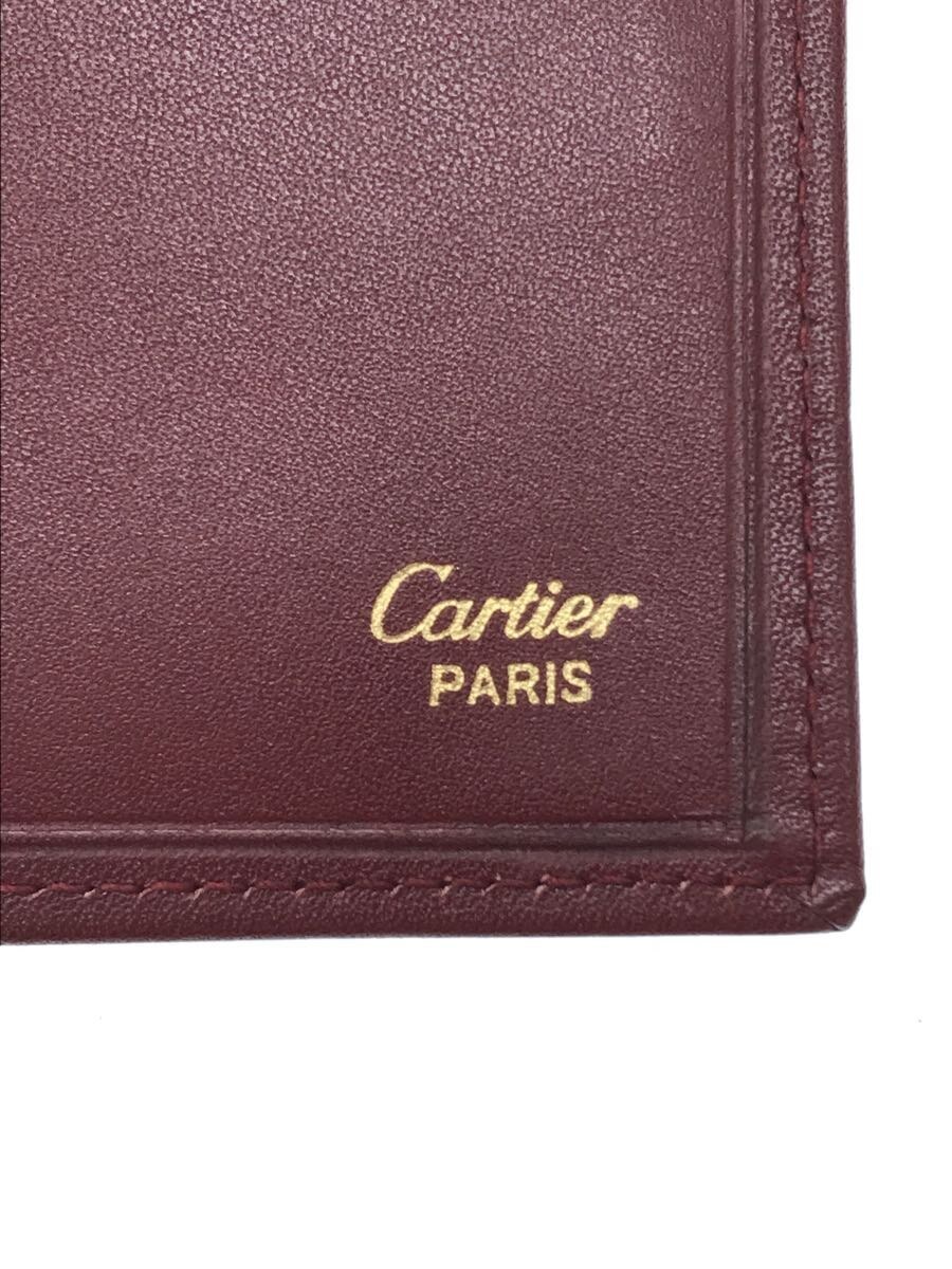 Cartier◆3つ折り財布/レザー/BRD/無地/レディース/レザー/ボルドー_画像3