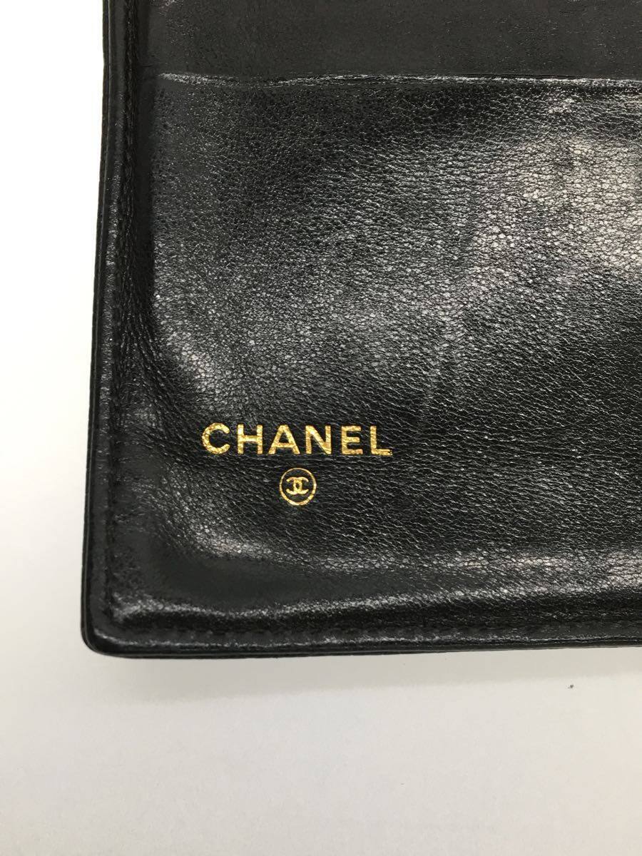 CHANEL◆長財布/レザー/BLK/無地/レディース_画像3