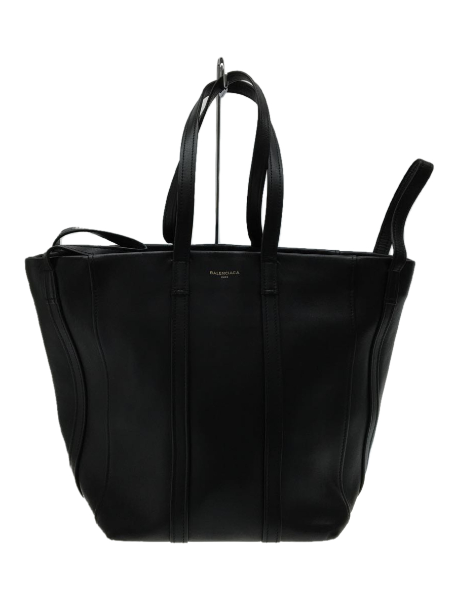 BALENCIAGA◇ランドリーカバS/トートバッグ/レザー/BLK/491634 1000 A