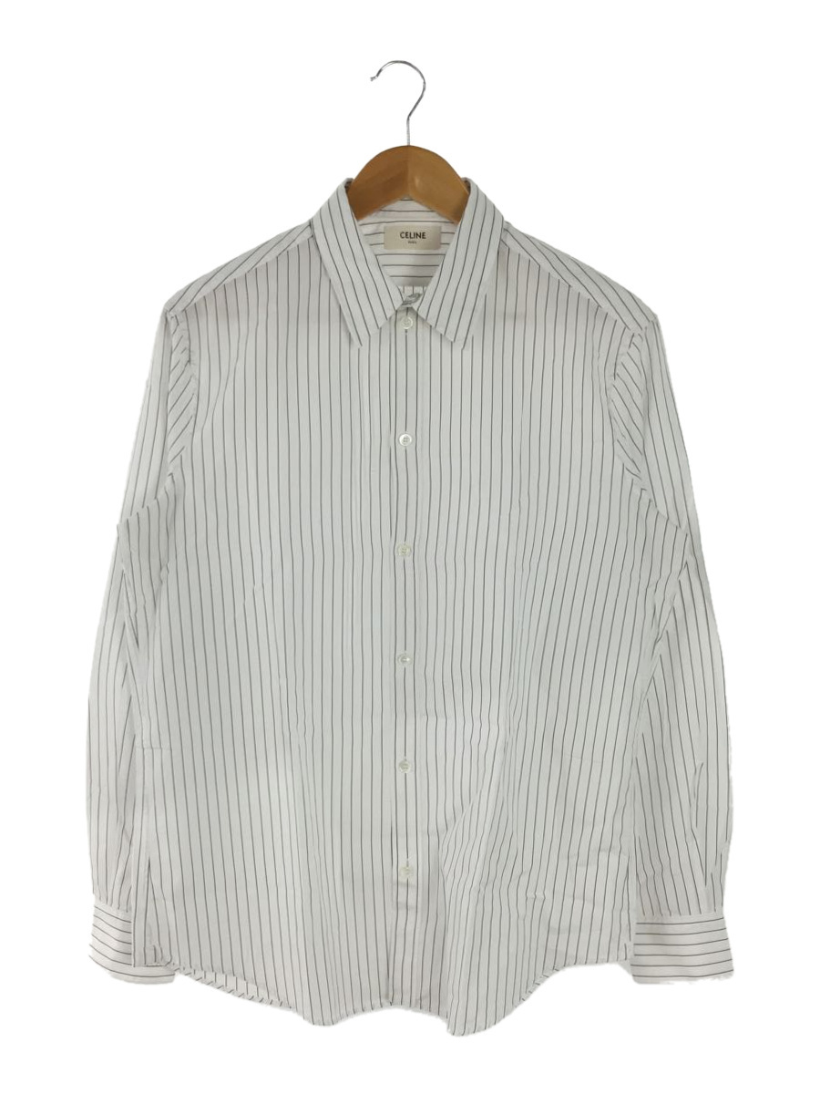CELINE◇長袖シャツ/-/コットン/WHT/ストライプ/2C028023F | www