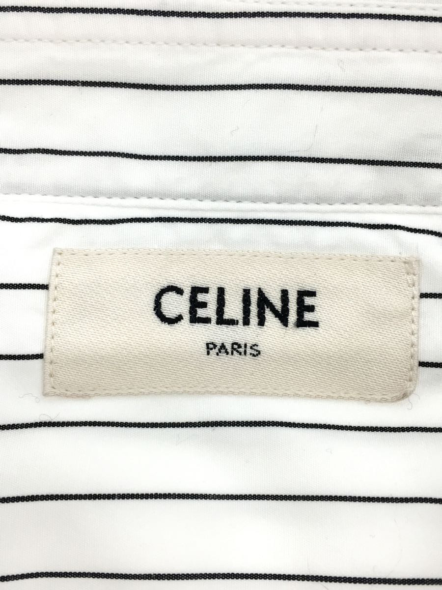 CELINE◇長袖シャツ/-/コットン/WHT/ストライプ/2C028023F | www