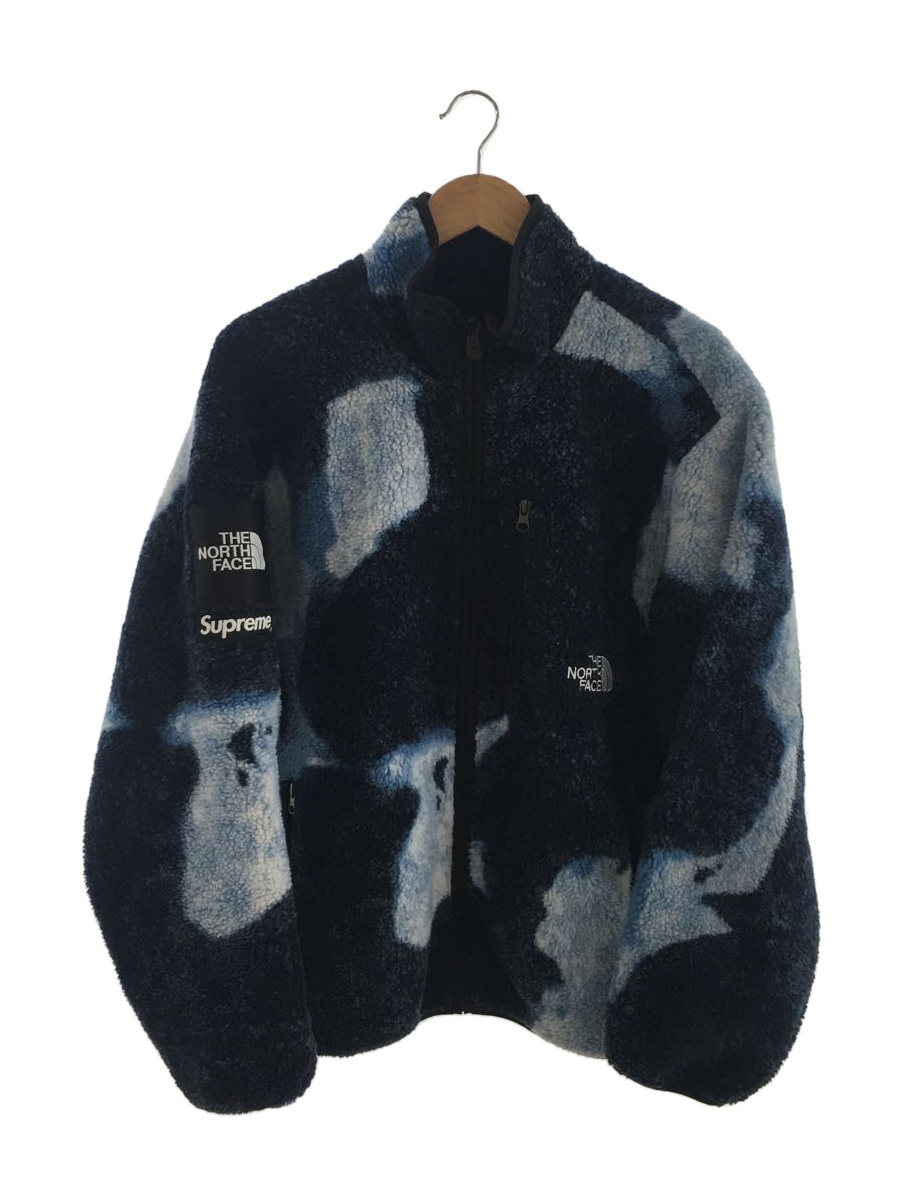 Supreme◇21AW Bleached Denim Print Fleece Jacket L/BLU/総柄 