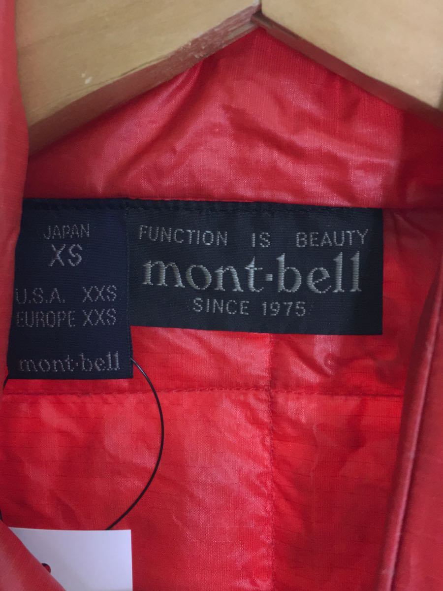 mont-bell◆銀文字/半袖インナーダウン/ダウンジャケット/XS/ナイロン/RED/1101251_画像3