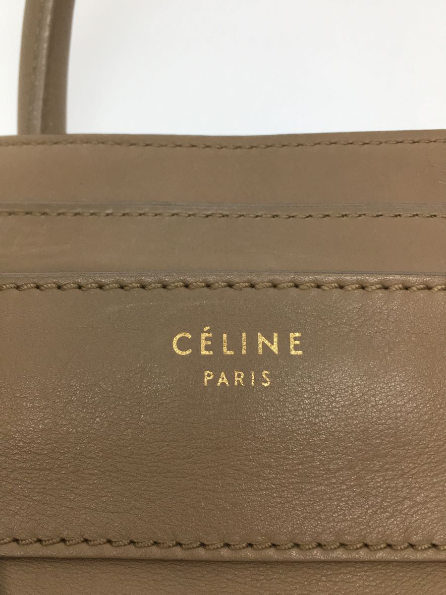 CELINE◆トートバッグ/レザー/CML/無地/ミニラゲージ_画像5