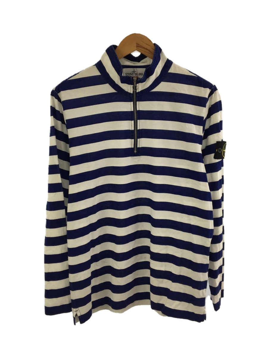 Supreme◆×STONE ISLAND/16SS/1/4 Zip L/S Top/長袖Tシャツ/S/ブルー/ボーダー_画像1