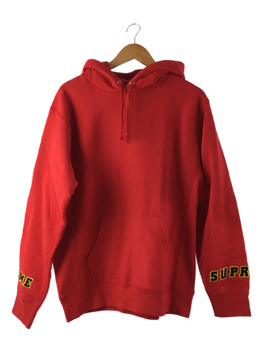 Supreme◆19SS/Wrist Logo Hooded Sweatshirt/パーカー/L/コットン/RED/無地