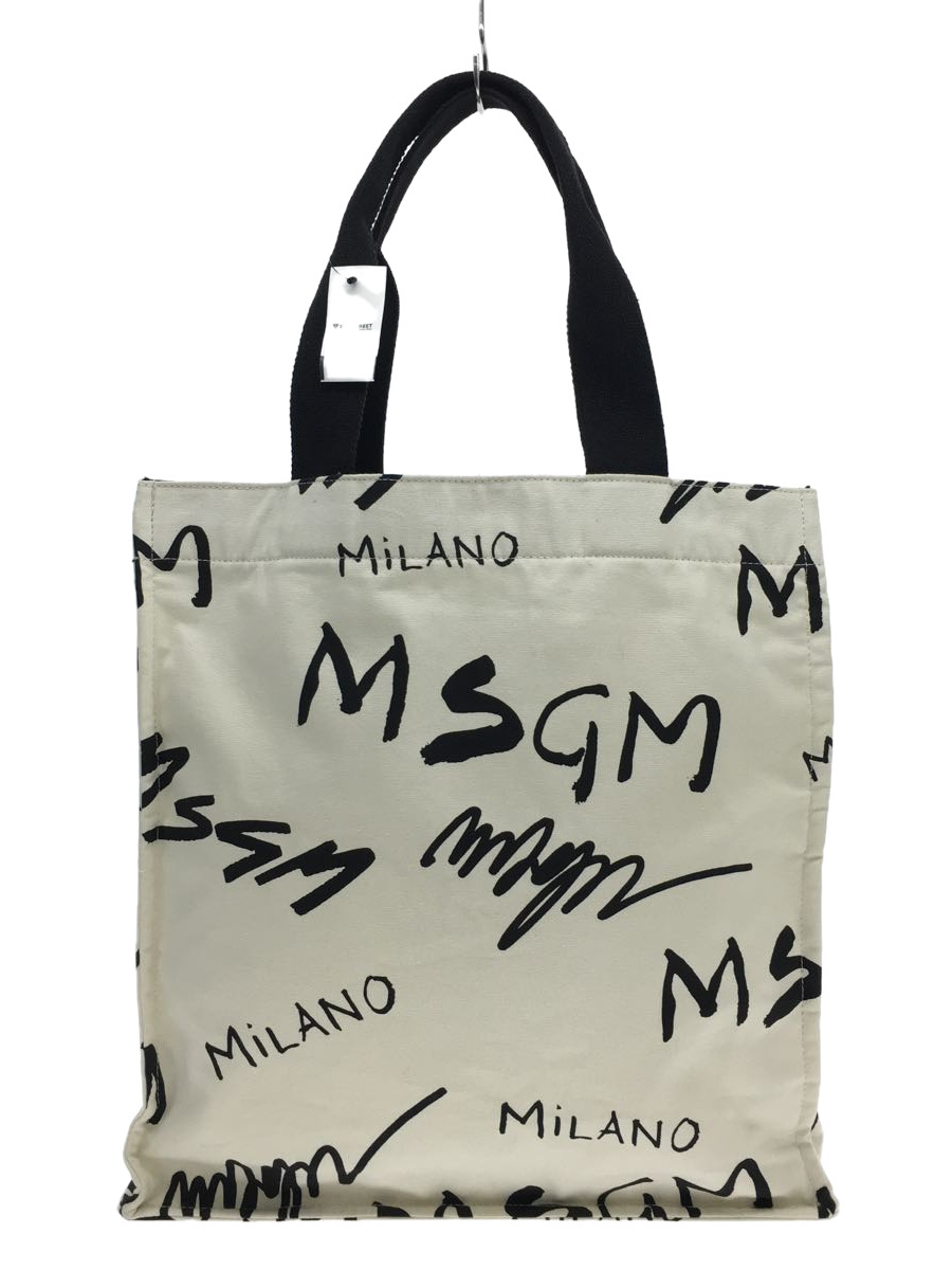 正規品販売！ MSGM◇SHOPPER BAG/トートバッグ/コットン/ホワイト/総柄