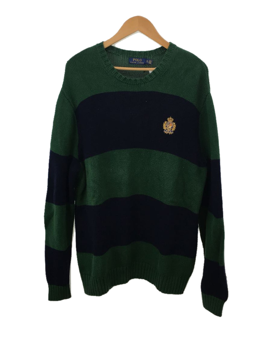 POLO RALPH LAUREN◆セーター(厚手)/XL/コットン/GRN/ボーダー_画像1