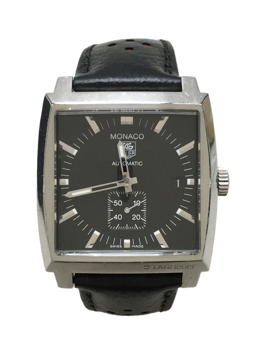 TAGHeuer* Monaco __AT_SS/ Raver _37mm/ аналог / кожа /BLK/BLK/20230313 день разница -7