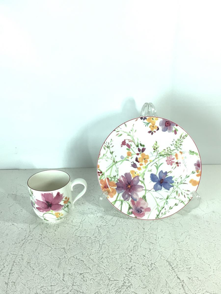 Villeroy & Boch◆プレートxカップセット/2客/4点セット/ホワイト/花柄_画像2