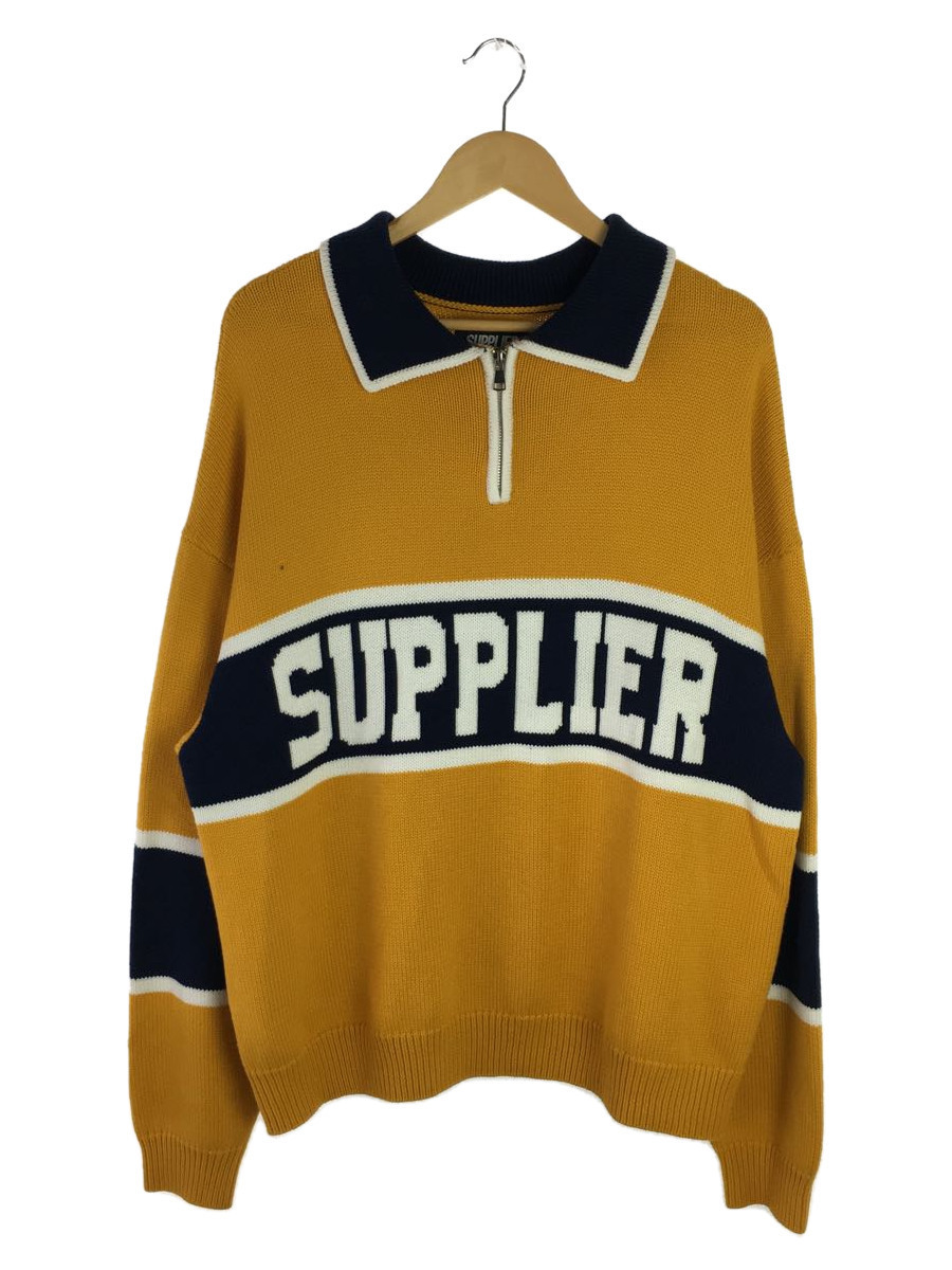 SUPPLIER◆セーター(厚手)/L/アクリル/YLW/NEW COLLEGE LOGO KNIT