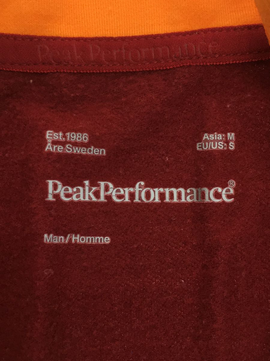 Peak Performance◆トップス/M/ウール/BRD/THERMOZ220/ボルドー/オレンジ_画像3