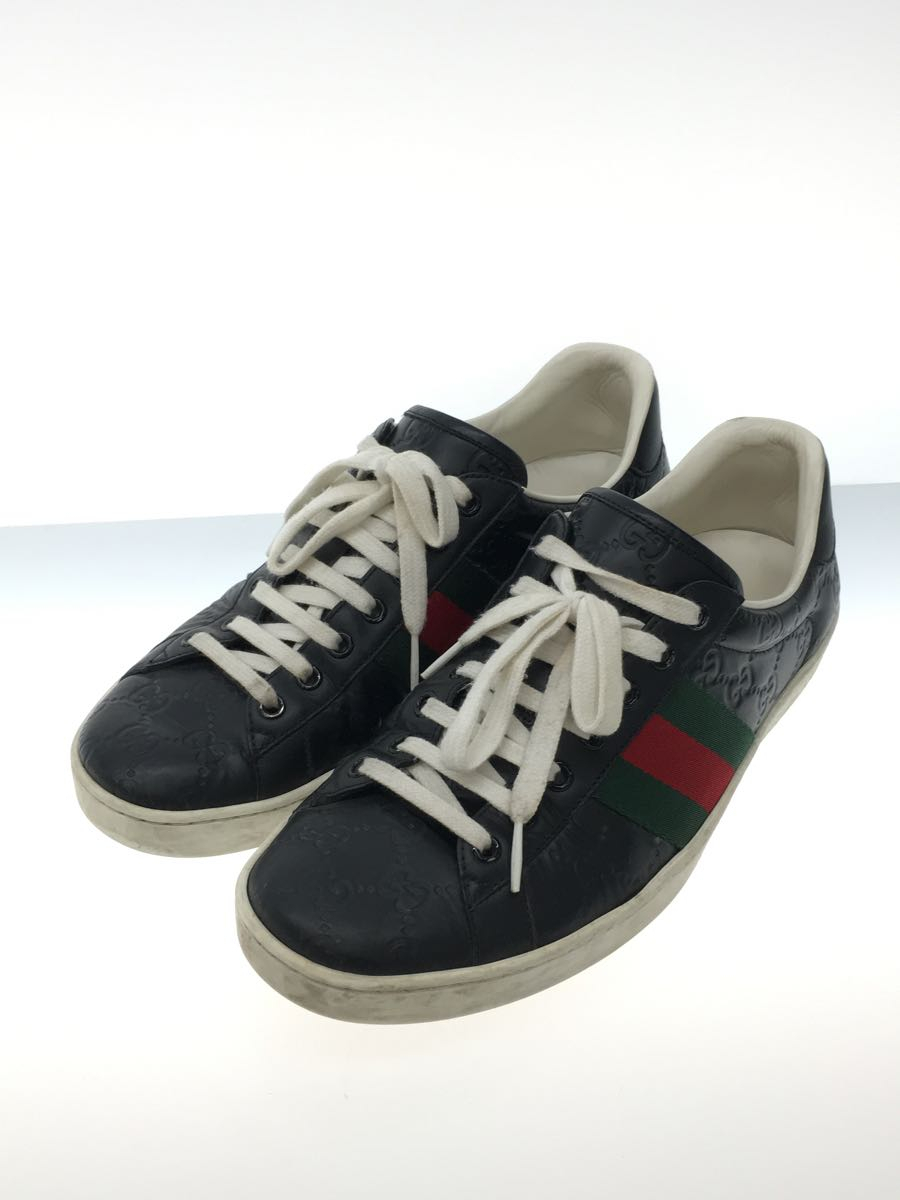 GUCCI◆ローカットスニーカー/UK8/BLK/レザー/386750_画像2