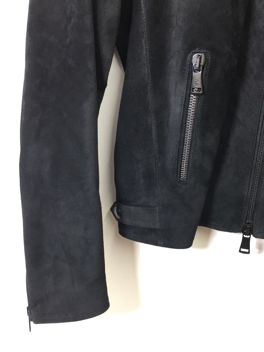 RALPH LAUREN◆レザージャケット・ブルゾン/S/羊革/BLK/PL/シングルスウェード/黒/ダブルジップ_画像8