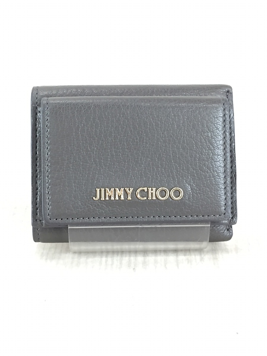 JIMMY CHOO◆3つ折り財布/レザー/GRY/無地/NAIMA