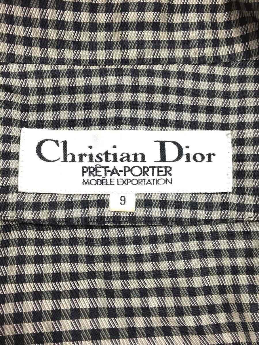 Christian Dior◇トレンチコート/シルク/BLK/ギンガムCK