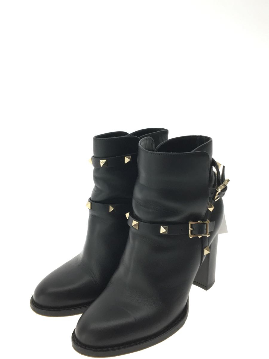 VALENTINO GARAVANI◇ロッグスタッズアンクルブーツ/35.5/BLK/レザー