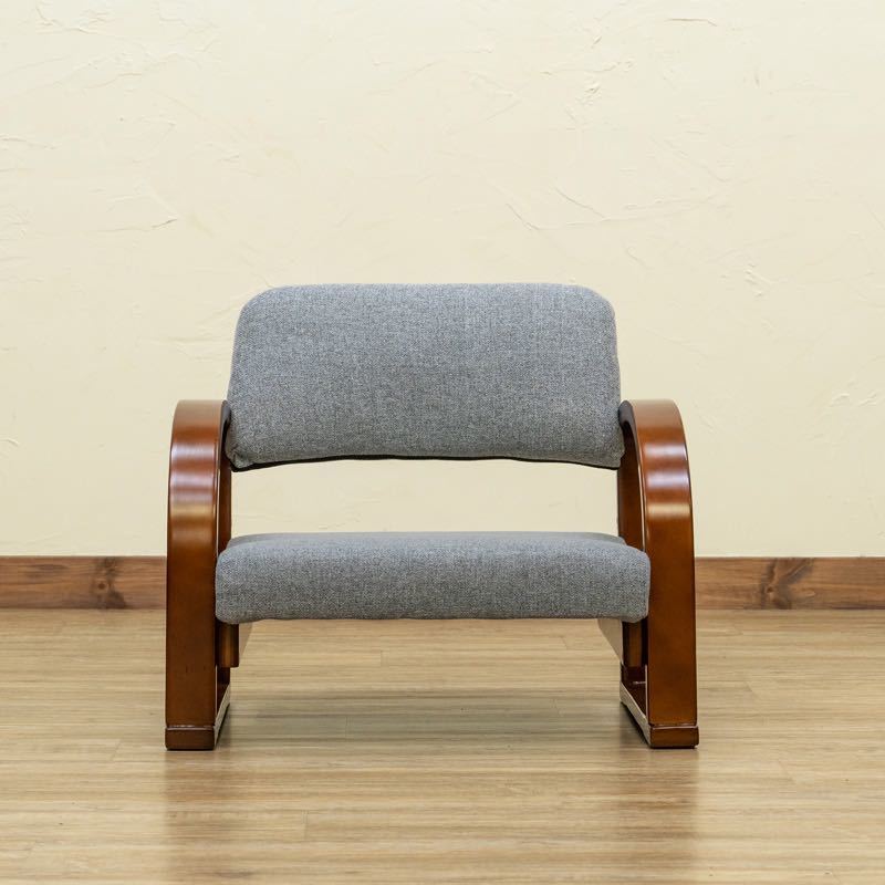 【送料無料】座椅子 fabric アームチェア ダイニングチェア イス ブラウン グレー_画像5